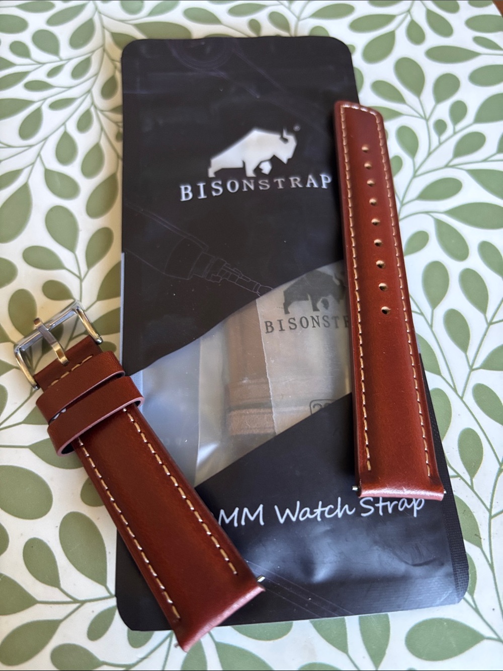 NWT Brown Leather 22mm Watch Strap for Men from Bisonstrap